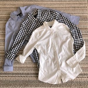 THREE Banana Republic Riley Tailored Shirts 0P like new